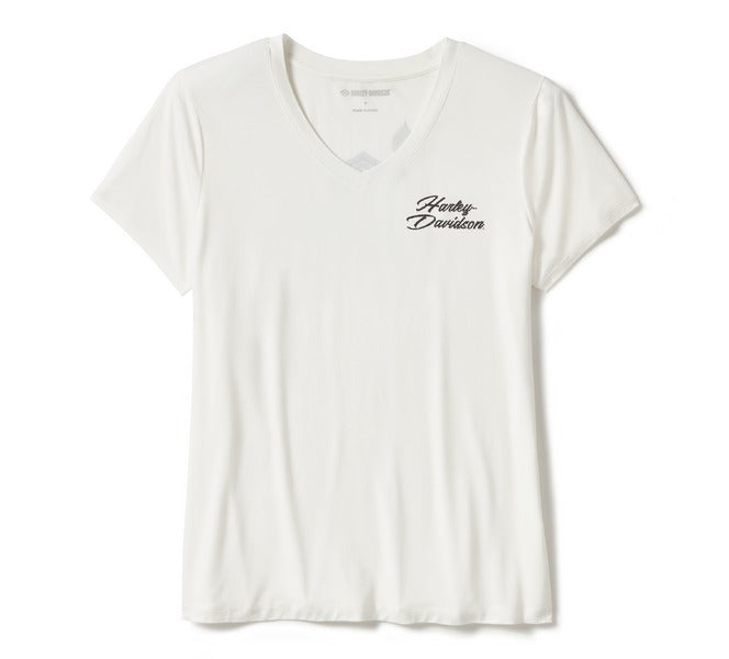 Women's Rose & Thorn Bling V Neck Tee