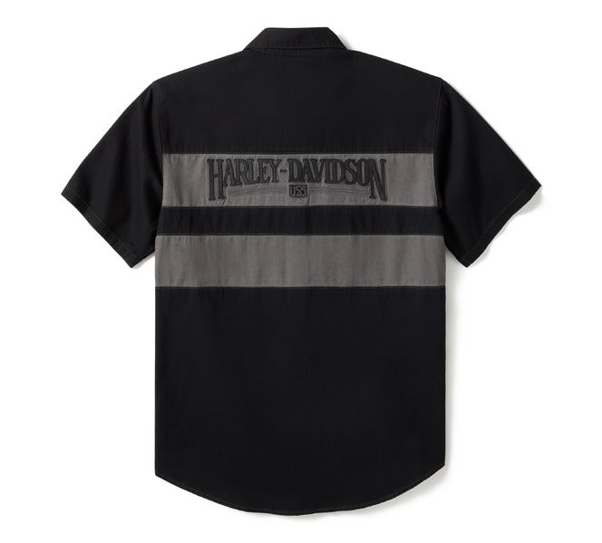 Men's Iron Bond II Short Sleeve Shirt - Color block - Harley Black & Asphalt