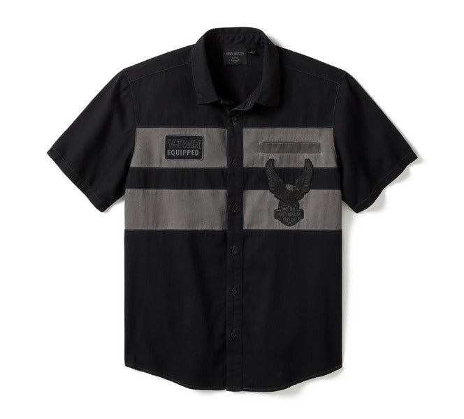 Men's Iron Bond II Short Sleeve Shirt - Color block - Harley Black & Asphalt