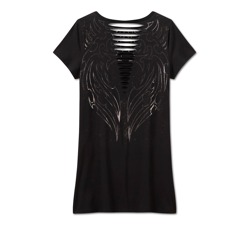 Women's Bling Sabotage Short Sleeve Rip & Repair Tunic