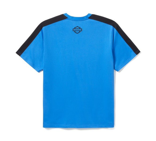 Men's H-D® TECH Coolmax® Tee - Colorblock - Nebulas Blue & Harley Black