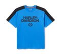 Men's H-D® TECH Coolmax® Tee - Colorblock - Nebulas Blue & Harley Black