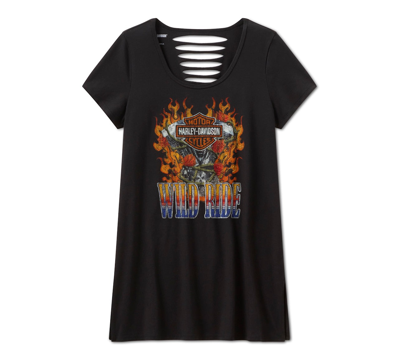 Women's Bling Wild Ride Short Sleeve Rip & Repair Tunic