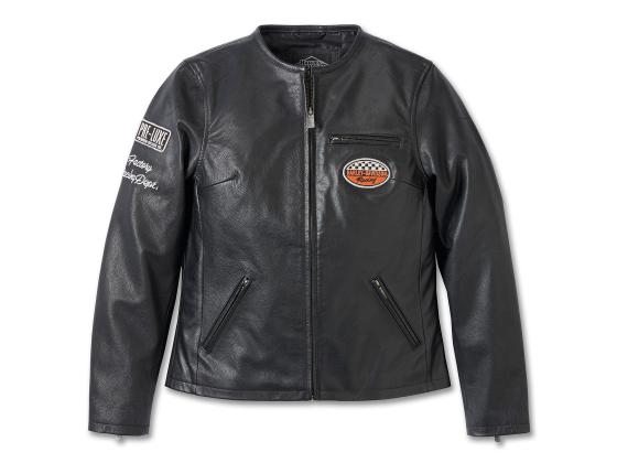 Women's 120th Anniversary Cafe Racer Leather Jacket Black