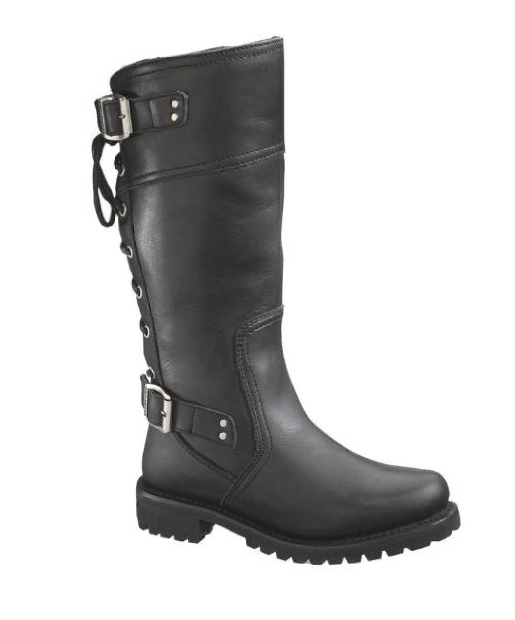 Harley-Davidson® Women's Alexa Back Lace Black Leather Motorcycle Boots