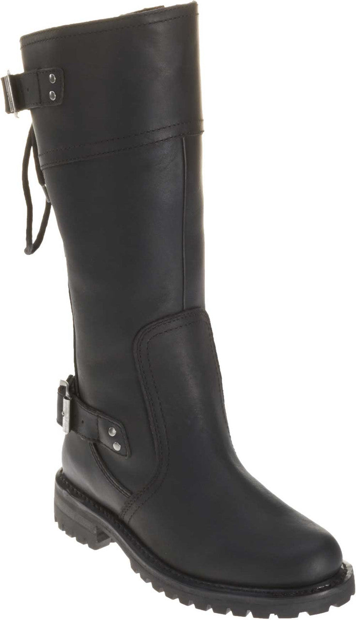 Harley-Davidson® Women's Alexa Back Lace Black Leather Motorcycle Boots