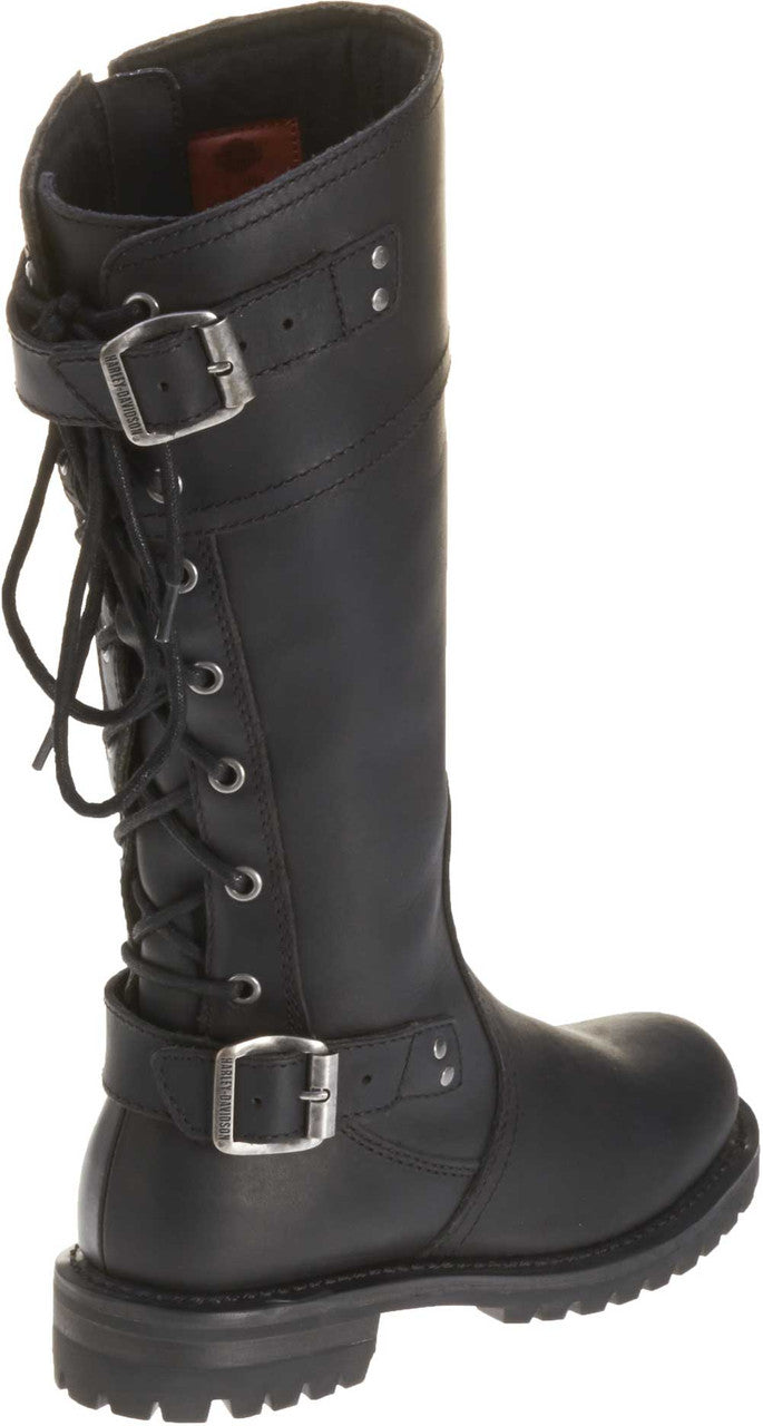 Harley-Davidson® Women's Alexa Back Lace Black Leather Motorcycle Boots