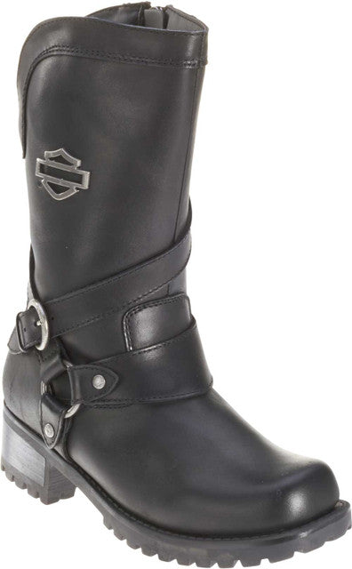 Harley-Davidson® Women's Amber Black Leather 9.5-Inch Motorcycle Boots