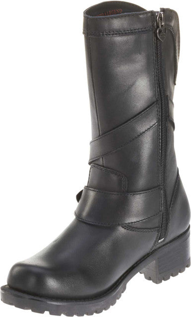 Harley-Davidson® Women's Amber Black Leather 9.5-Inch Motorcycle Boots