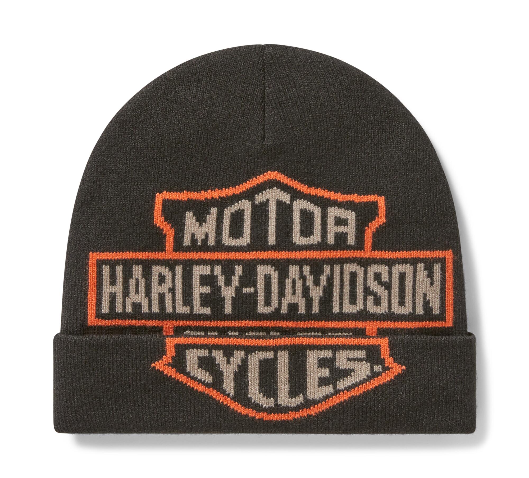 Oversized Bar & Shield Beanie - Harley Black