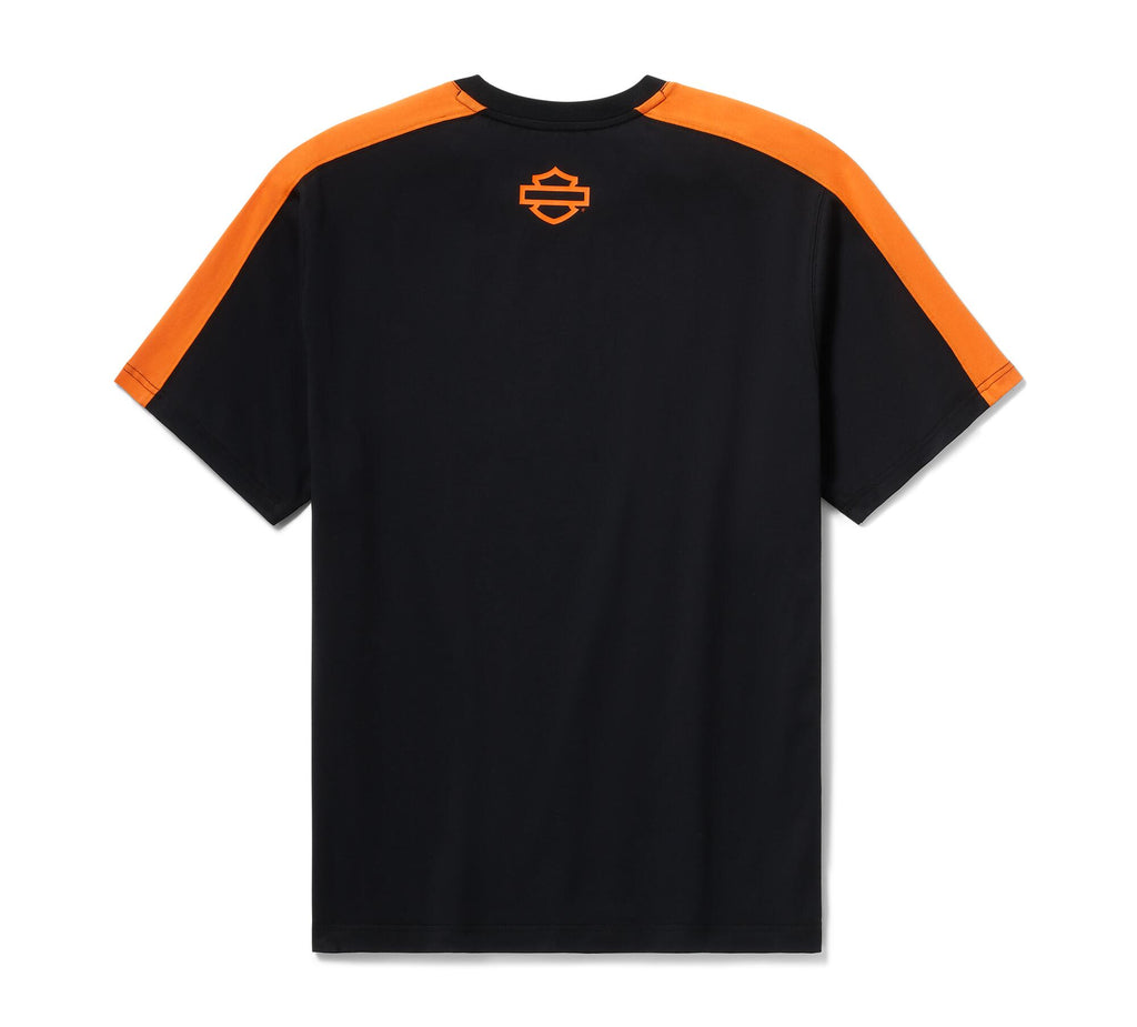 Men's H-D® TECH Coolmax® Tee - Colorblock - Harley Black & Harley Orange