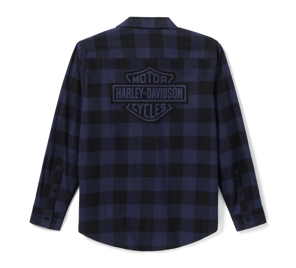 Men's Bar & Shield Buffalo Check Flannel - Plaid - Mood Indigo/Harley Black