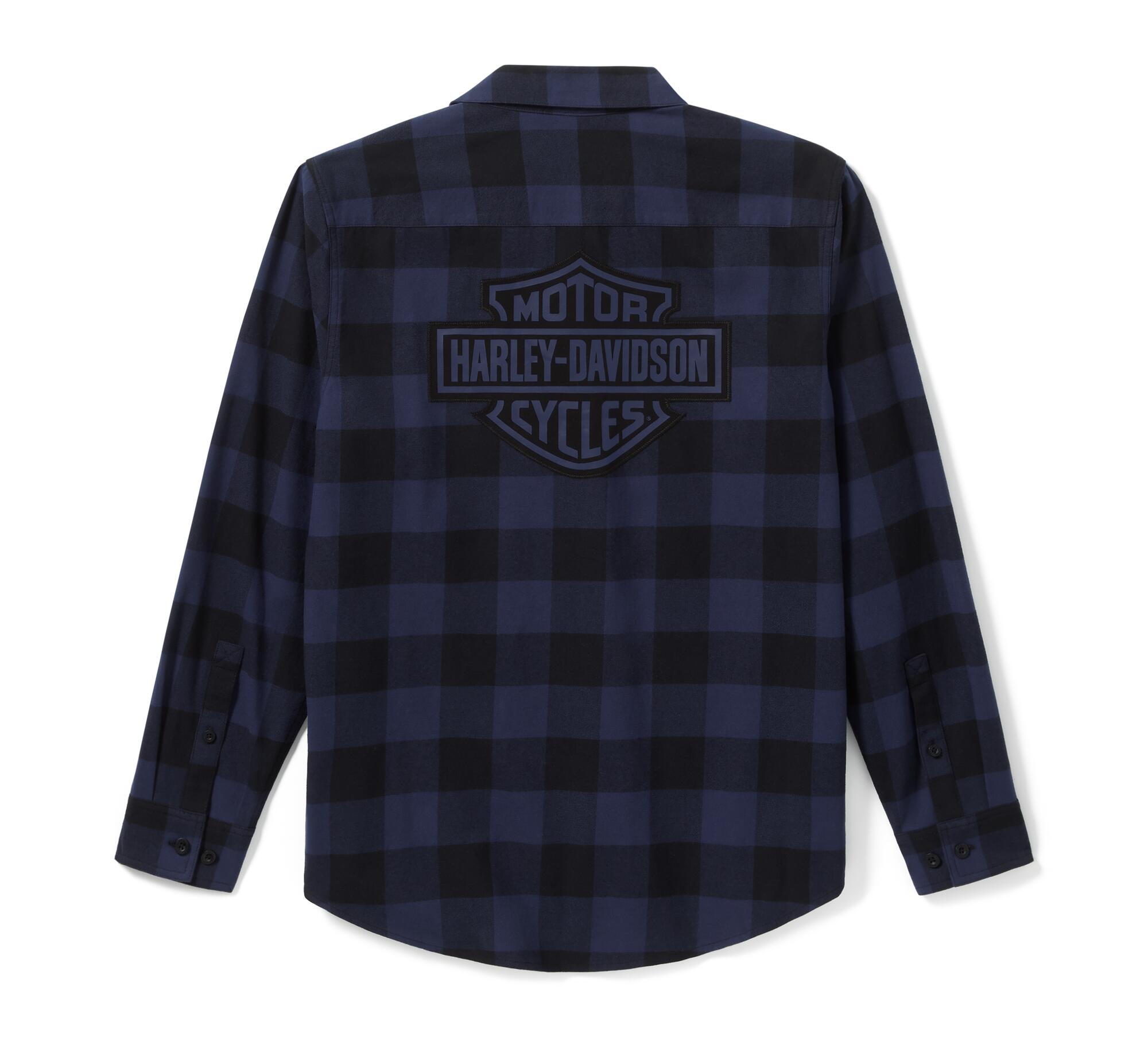 Men's Bar & Shield Buffalo Check Flannel - Plaid - Mood Indigo/Harley Black