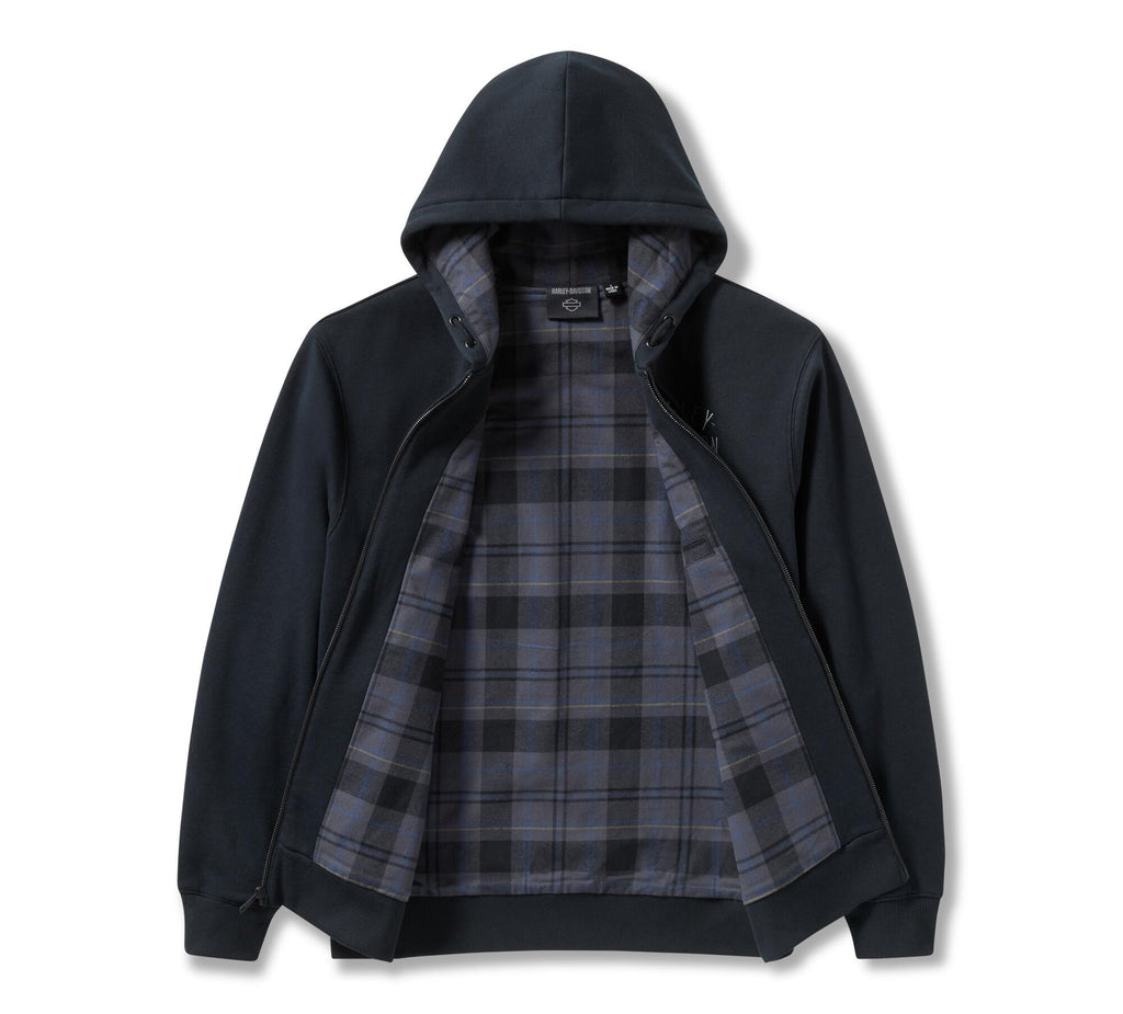 Men's Plaid Lined Zip Hoodie - Harley Black