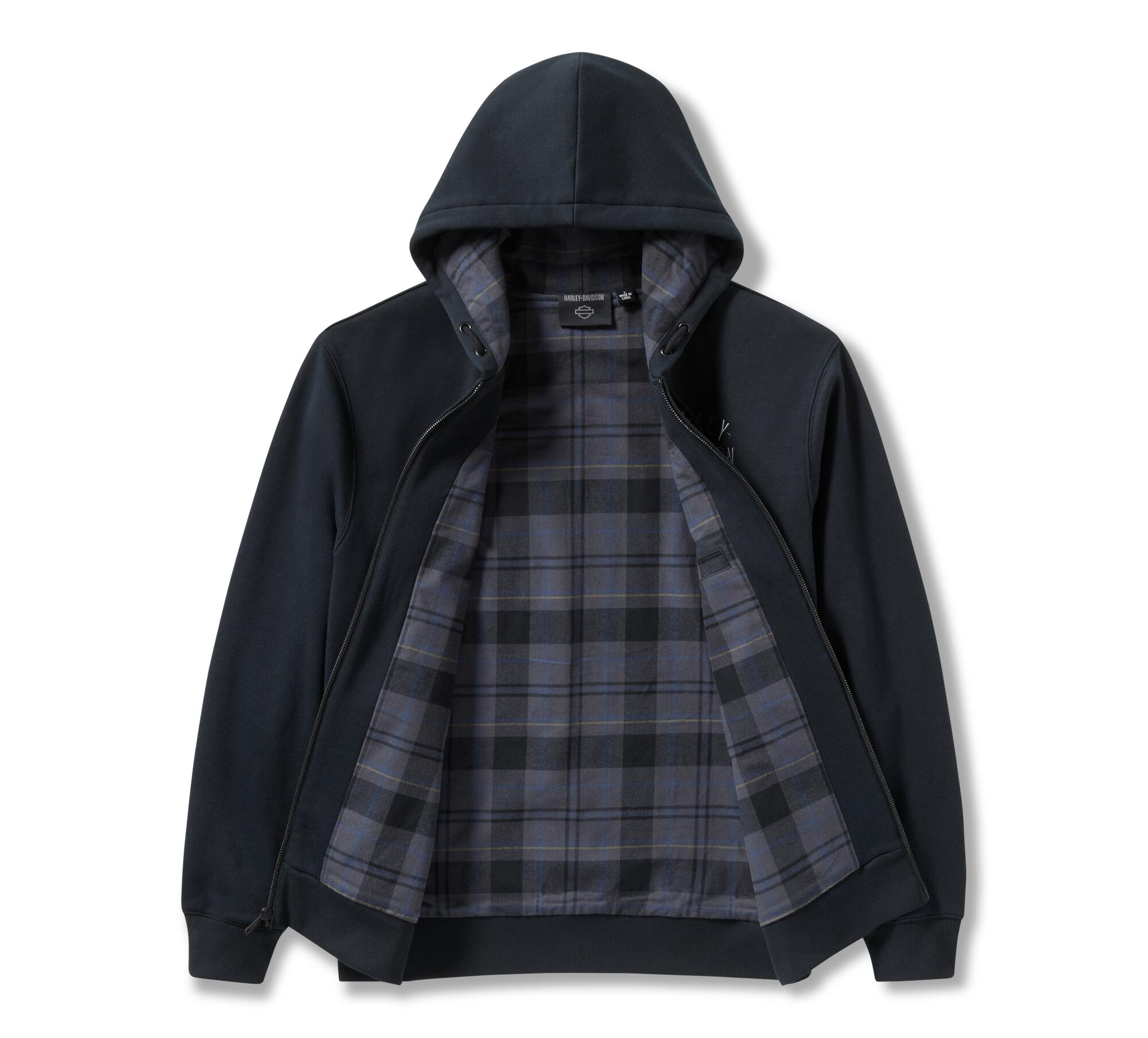 Men's Plaid Lined Zip Hoodie - Harley Black