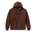 Men's Plaid Lined Zip Hoodie - Coffee
