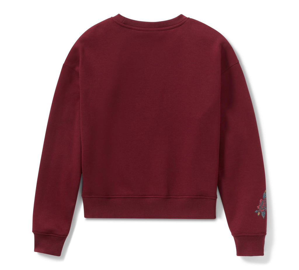 Women's Serpent Rose Bling Fleece - Maroon Banner