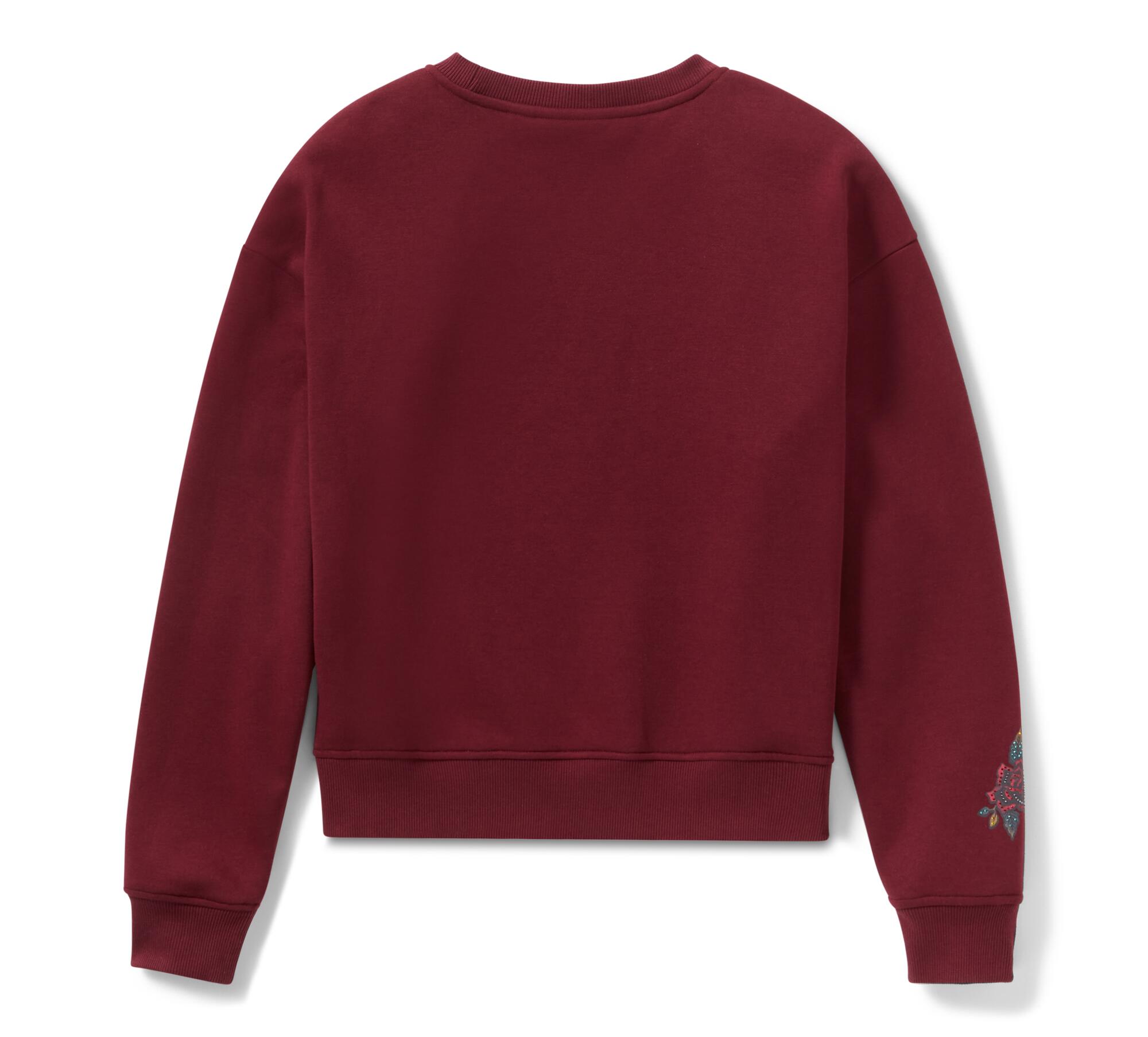 Women's Serpent Rose Bling Fleece - Maroon Banner