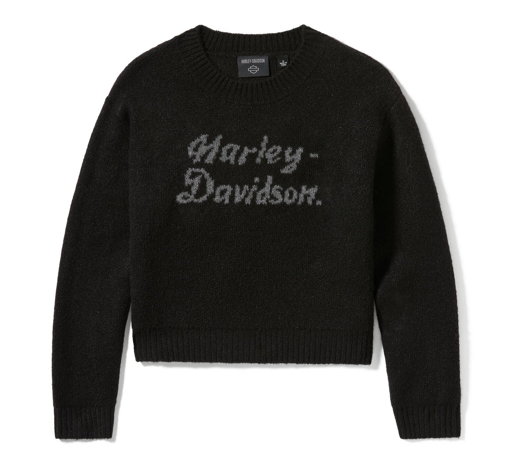 Women's Metallic Script Intarsia Sweater