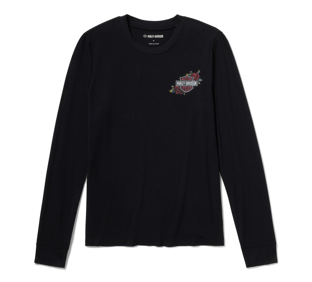 Women's Serpent Rose Bling Top - Harley Black