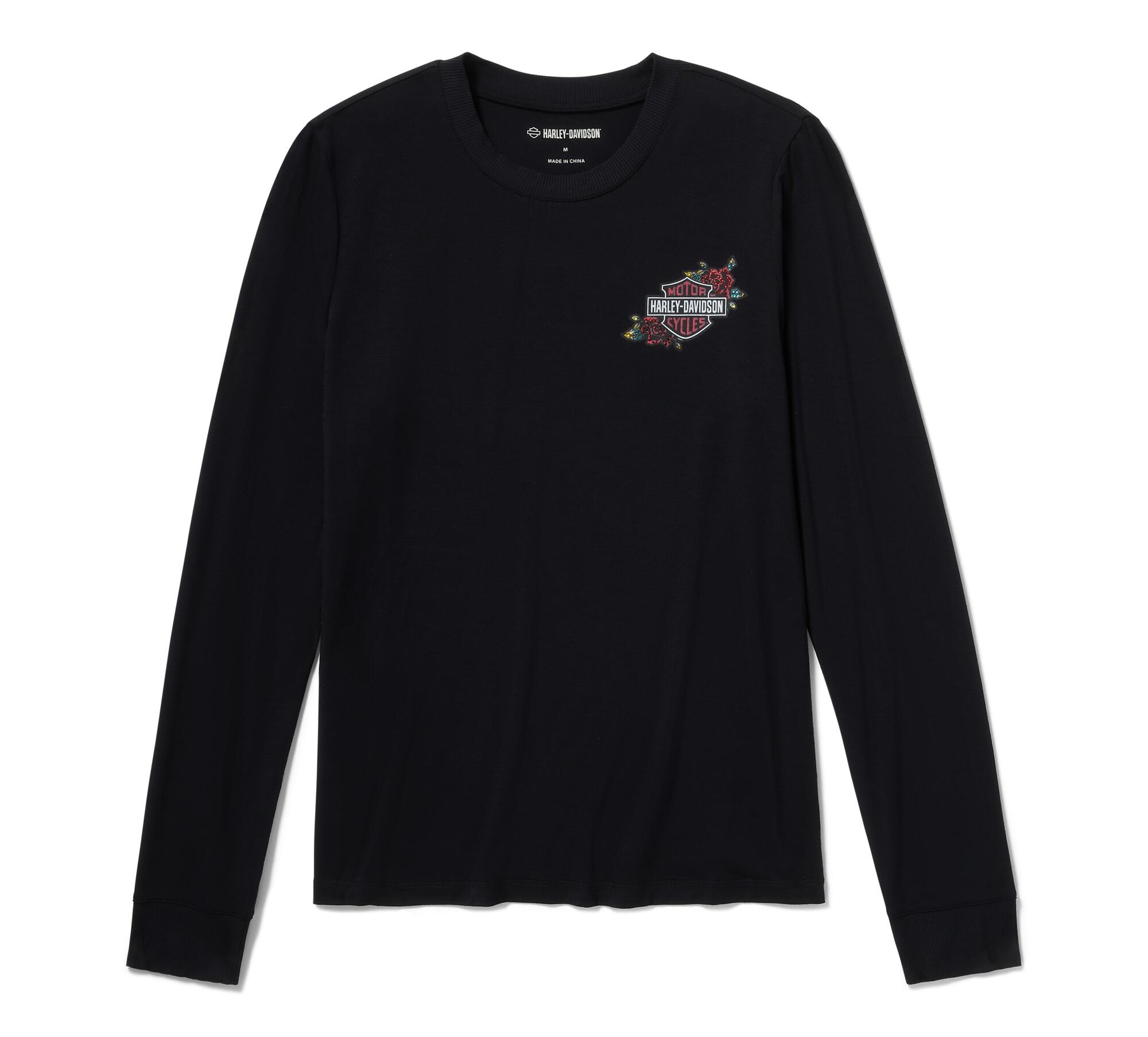 Women's Serpent Rose Bling Top - Harley Black