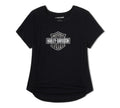 Women's Beveled Bar & Shield Bling Top - Harley Black