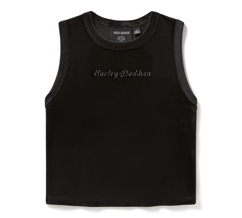 Women's Velour Crew Neck Tank - Harley Black