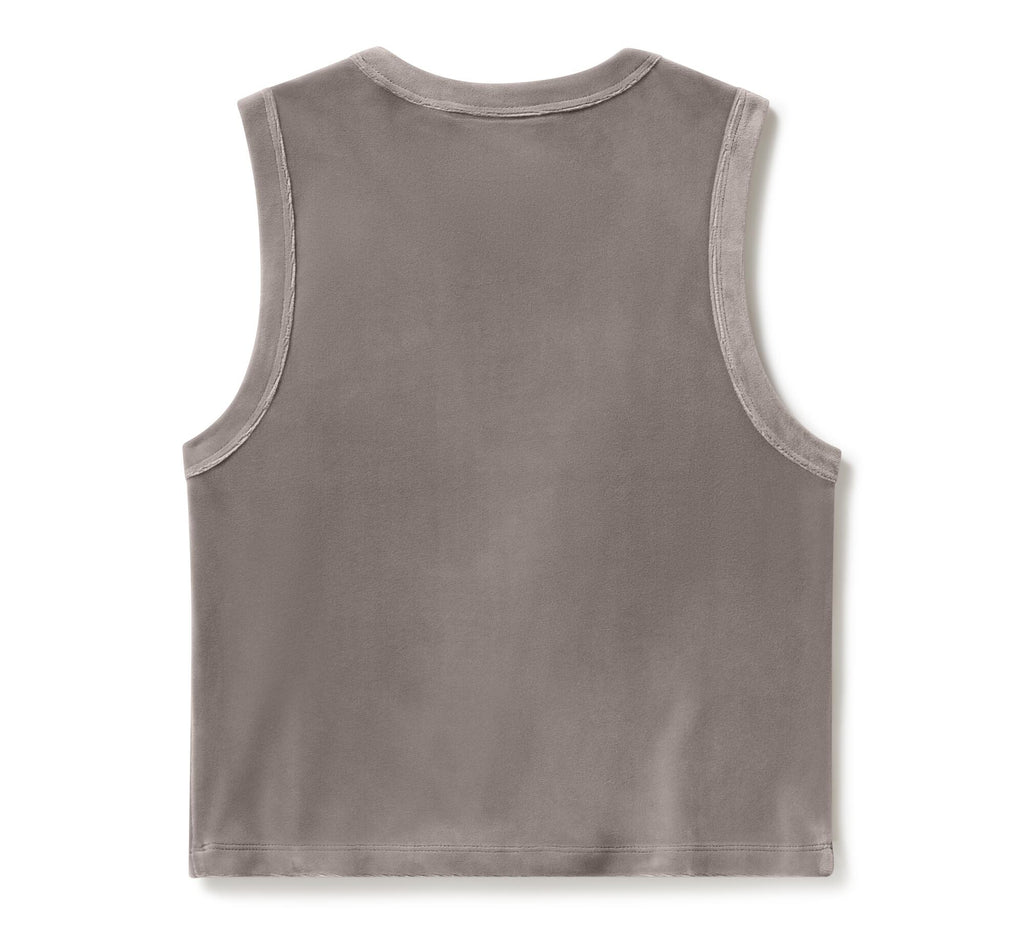 Women's Velour Crew Neck Tank - Cinder