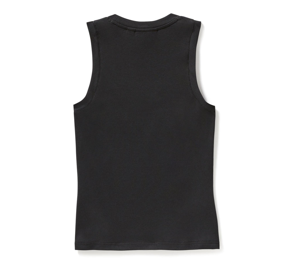 Women's Serpent Rose Bling Ribbed Tank - Harley Black
