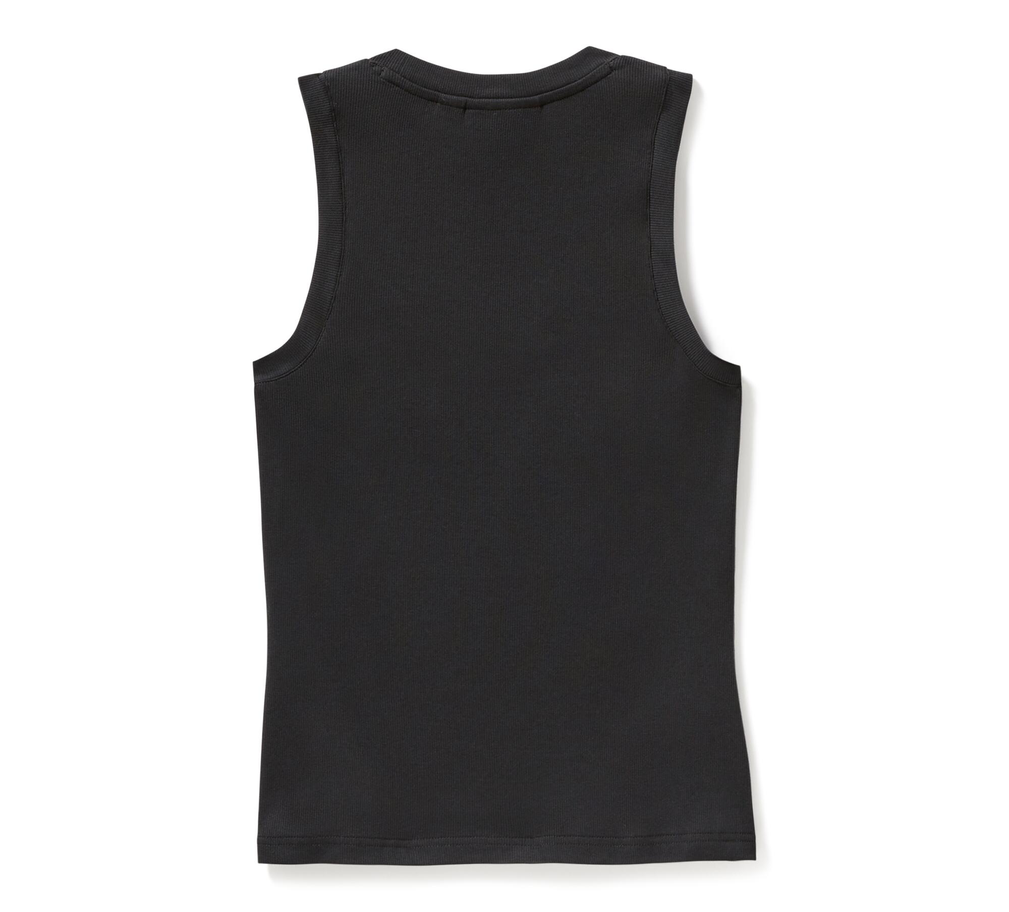 Women's Serpent Rose Bling Ribbed Tank - Harley Black