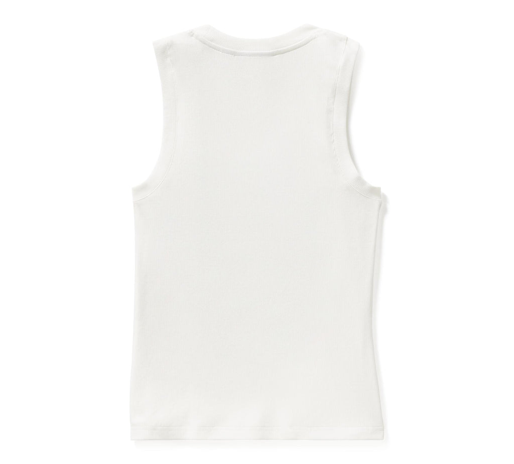 Women's Serpent Rose Bling Ribbed Tank - Cloud Dancer