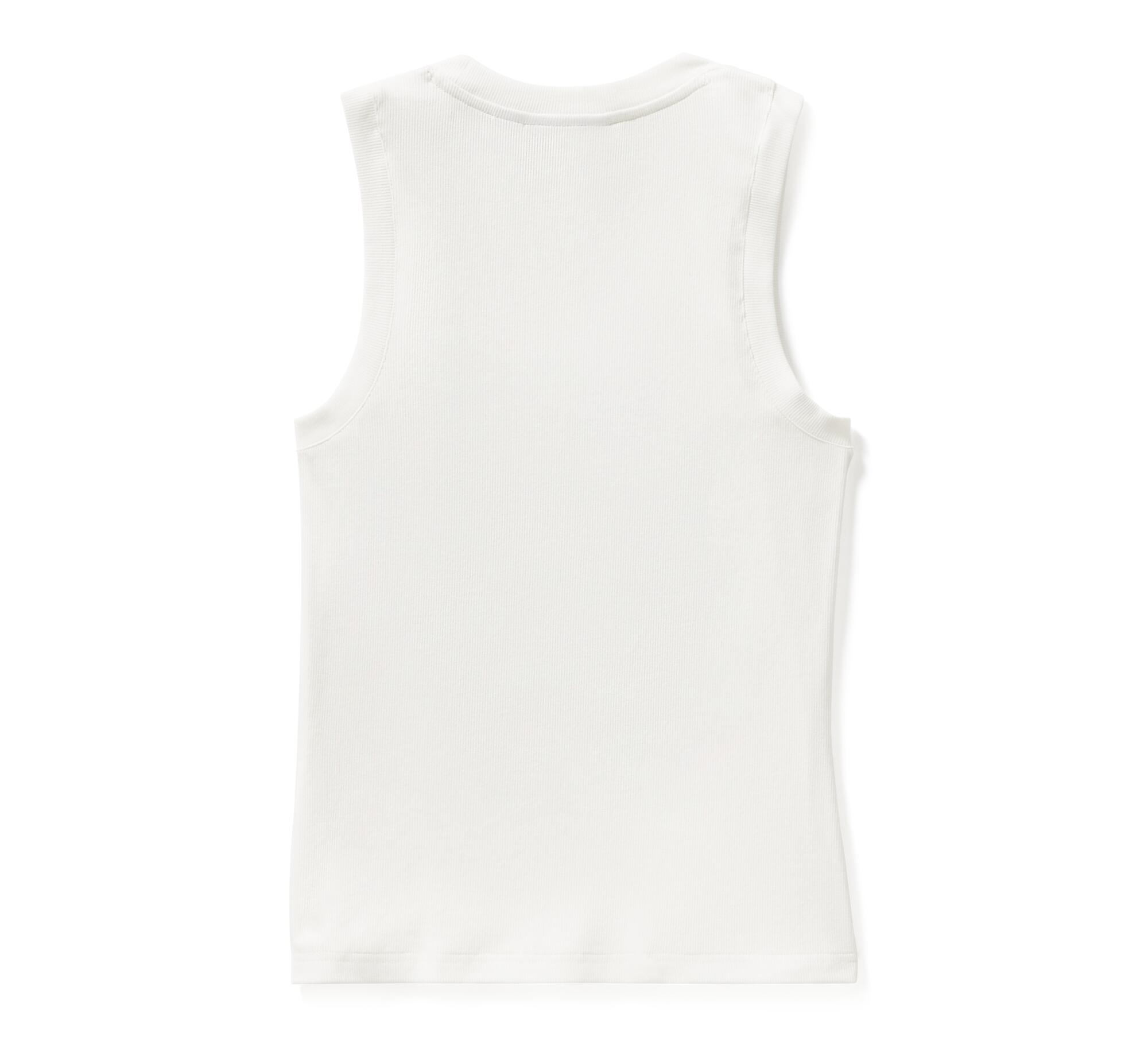 Women's Serpent Rose Bling Ribbed Tank - Cloud Dancer