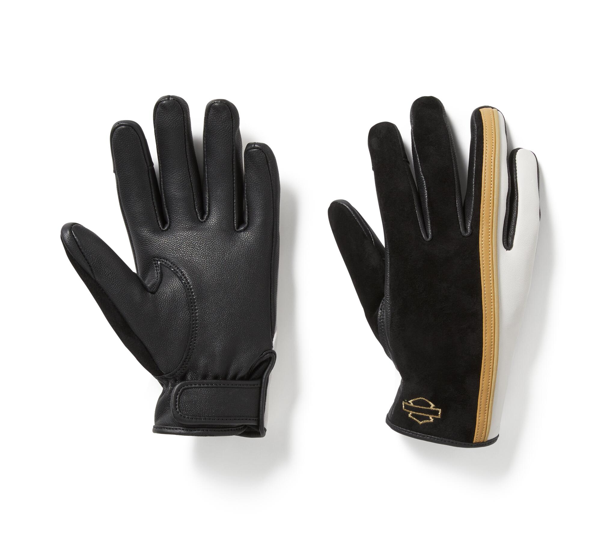 Women's H-D Leather Mixed Media Riding Gloves